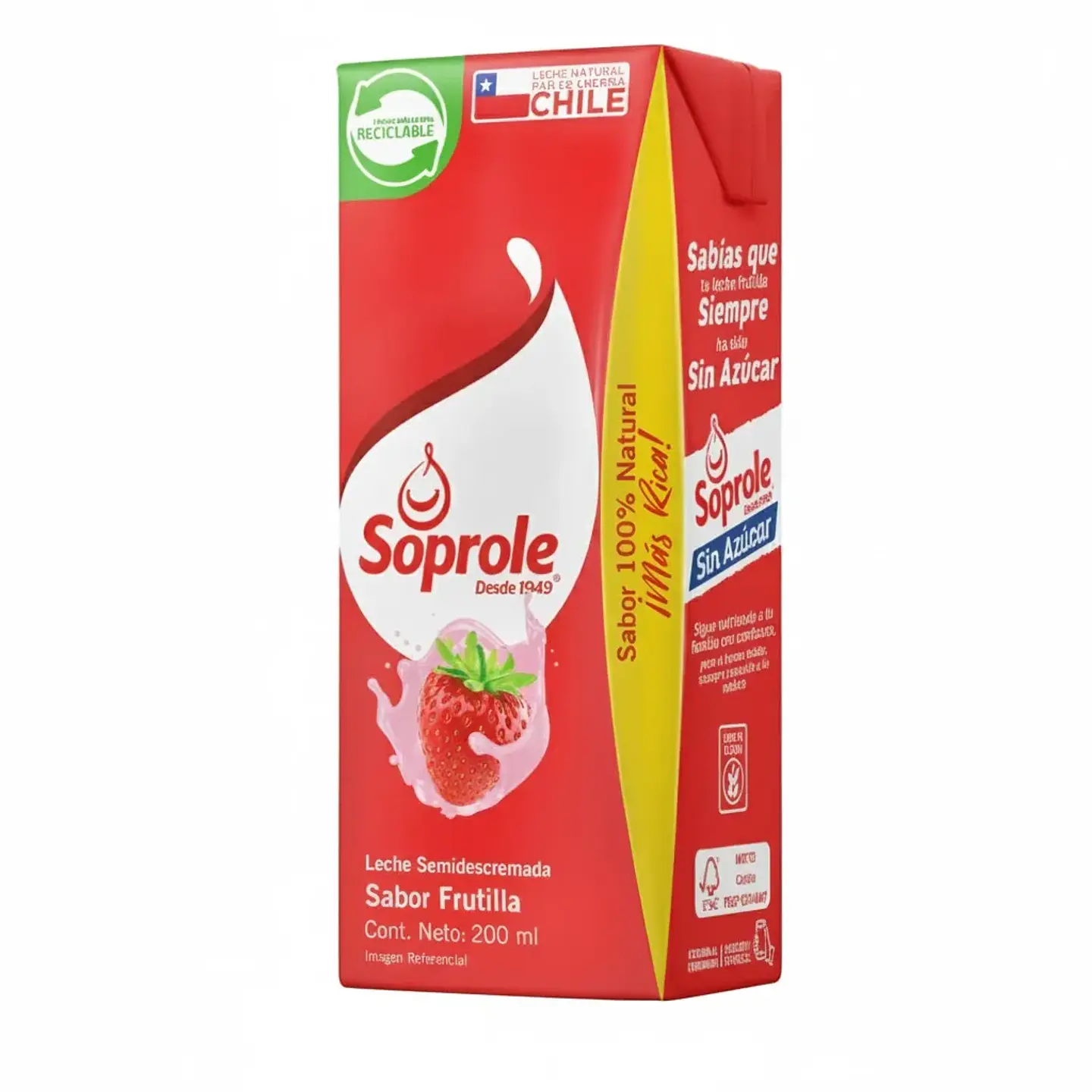 Leche Frutilla Soprole Tradicional 200ml. 1