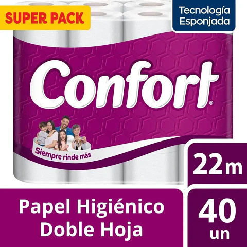Papel higiénico Confort Doble Hoja 40x22mts.