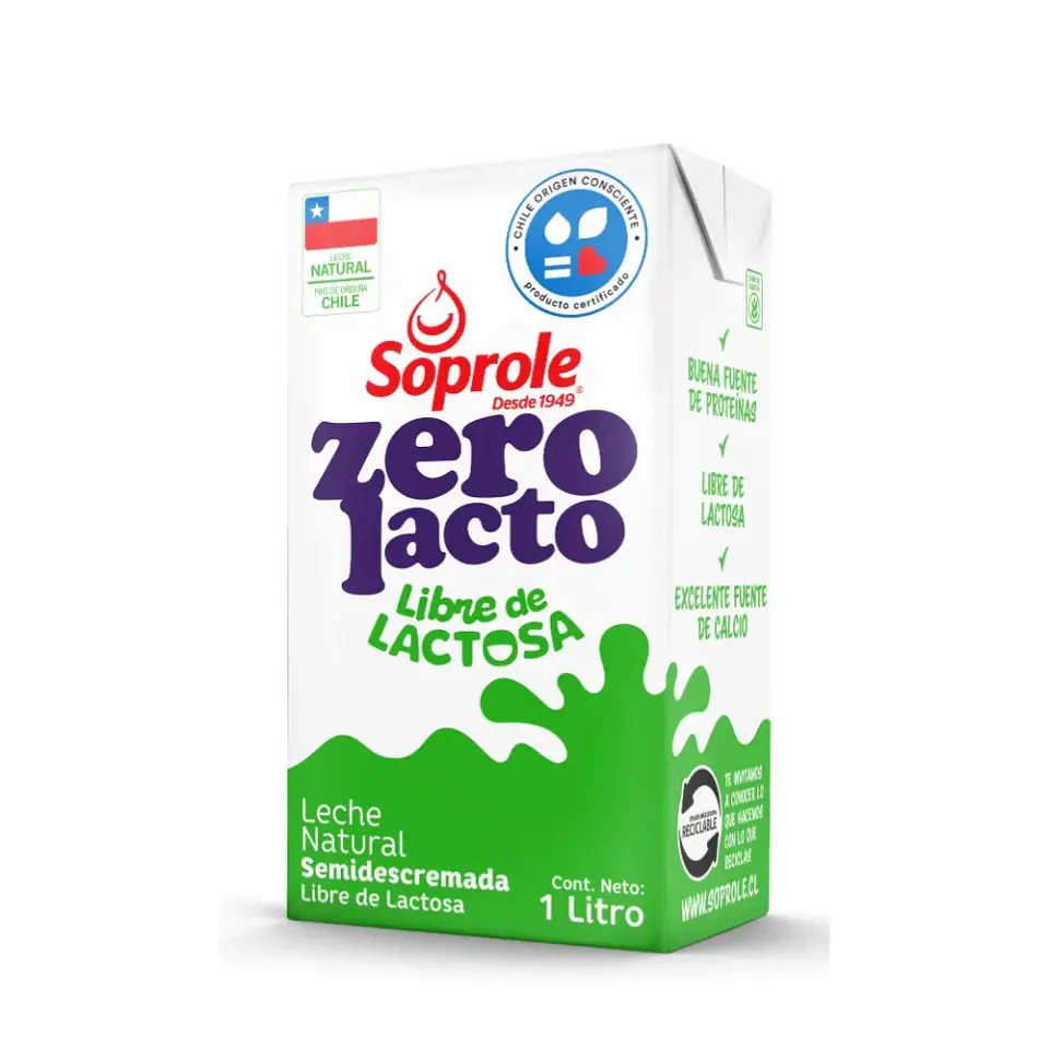 Leche ZeroLacto Semidescremada Soprole 1Lt. 1