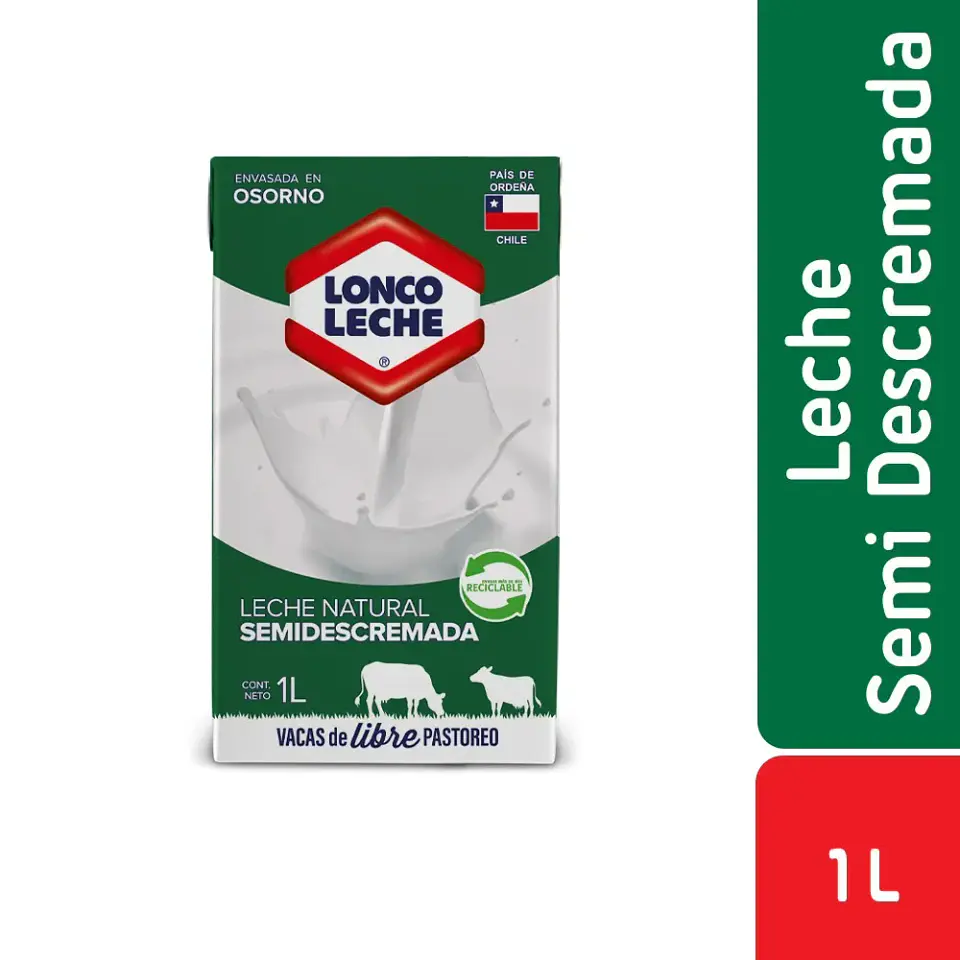 Leche Semidescremada Lonco Leche 1Lt. 1