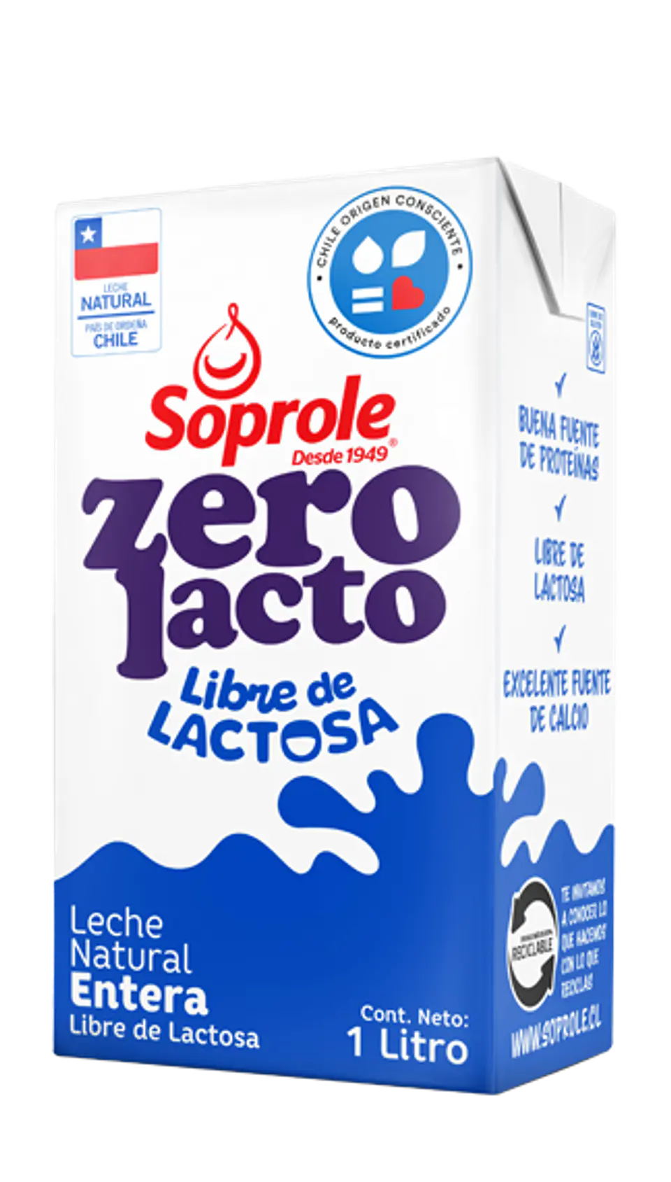 Leche ZeroLacto Entera Soprole 1Lt. 1