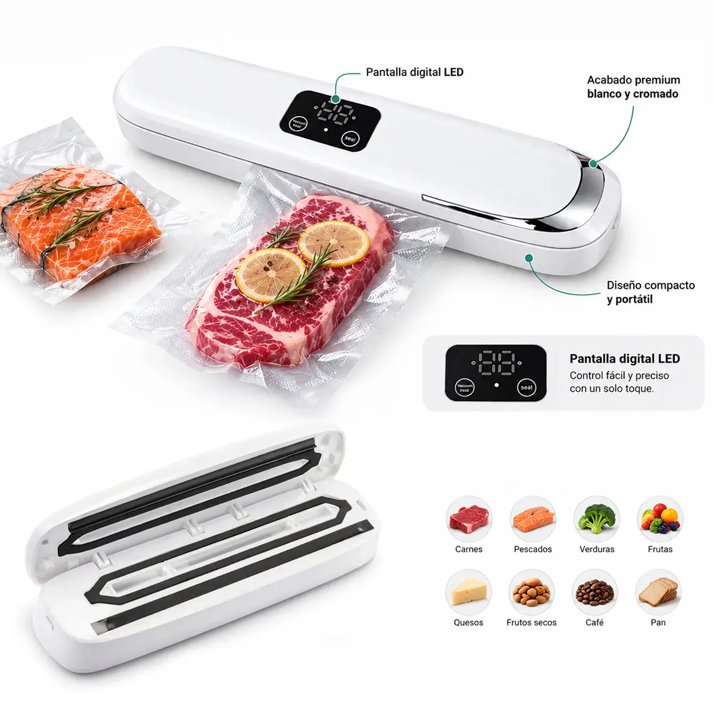 Selladora al Vacío para Alimentos + Bolsas 100W 2