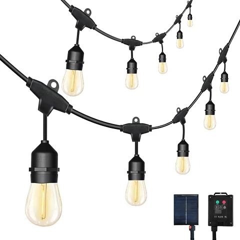 Guirnalda LED Solar 10 Ampolletas Luz Cálida 9.80m