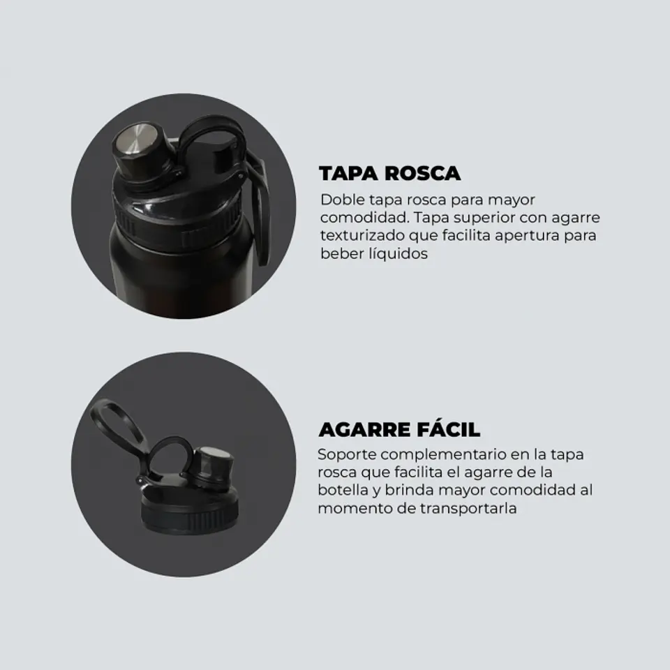 Botella Termica Personalizable 800ml Negra 3