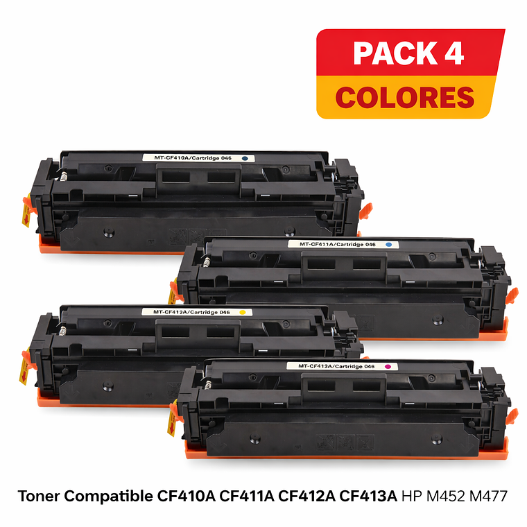 Toner Compatible HP CF410A CF411A CF412A CF413A Pack 4 Colores 1