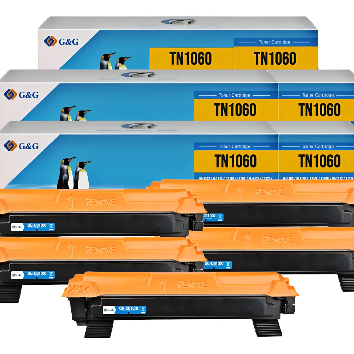 Pack 5 Tóner TN-1060 Alternativos Compatible Brother Hl1102 – Hl1202 – Hl 1212- Dcp 1512 – Dcp 1602 Negro Premium 1