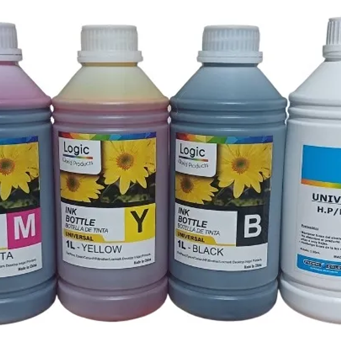 Pack Tintas Universales 1 Litro x 4 Colores (Negro + Cian + Magenta + Amarillo) 3