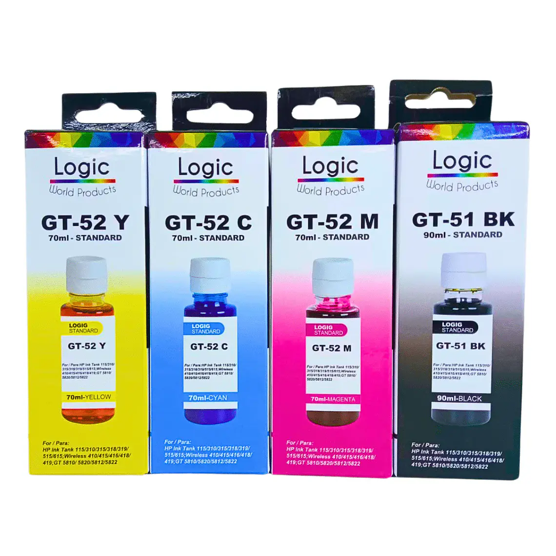 Kit Tintas Compatibles GT52 Negro 90ml Alto Rendimiento 10