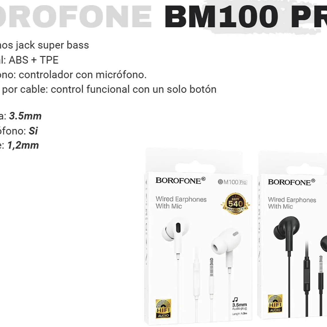 450 Audifonos Con cable Jack 3.5 BM100PRO 1
