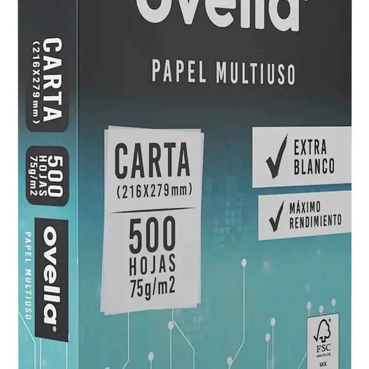 Resma Papel Carta 75 g 500 Hojas para Impresora 1