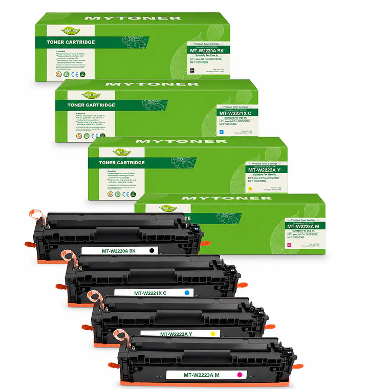 Pack 4 Toner Compatible HP 222A W2220A W2221A W2222A W2223A Negro + Color 1