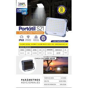Proyector Solar Portátil Logic S21 Pro 250W Base Magnética 1120 LED Recargable