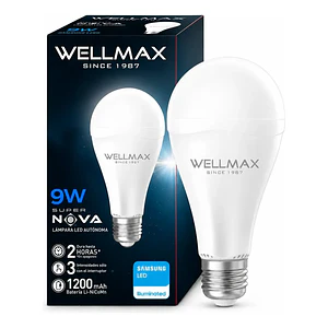 Ampolleta LED de Emergencia Recargable Wellmax Super Nova 9W E27 Luz Fría