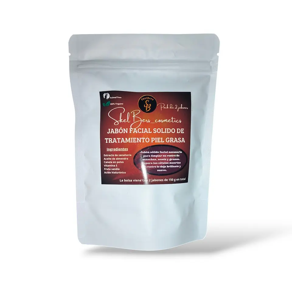 PACK de 2 jabones sólidos faciales de tratamiento para la piel grasa con acné 2