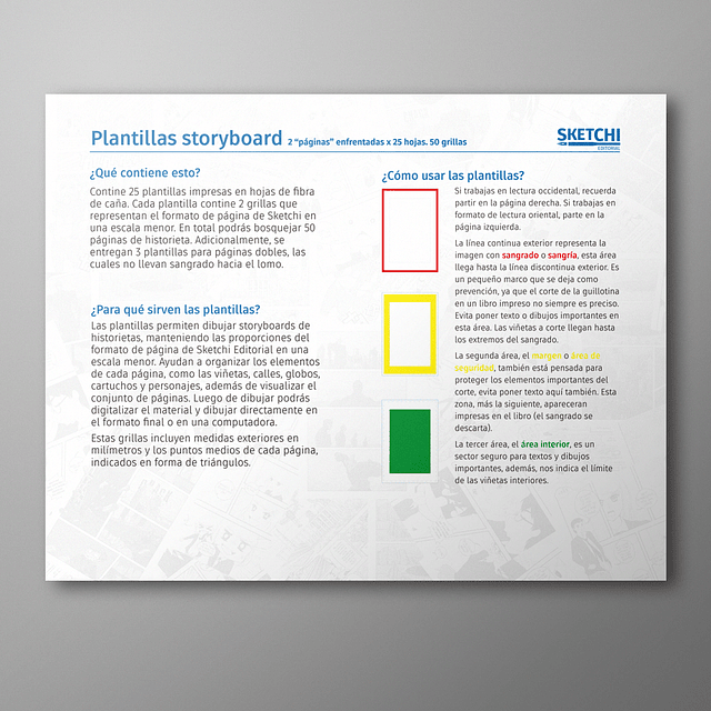 Plantillas storyboard 2 “páginas” enfrentadas x 50 hojas. 100 grillas