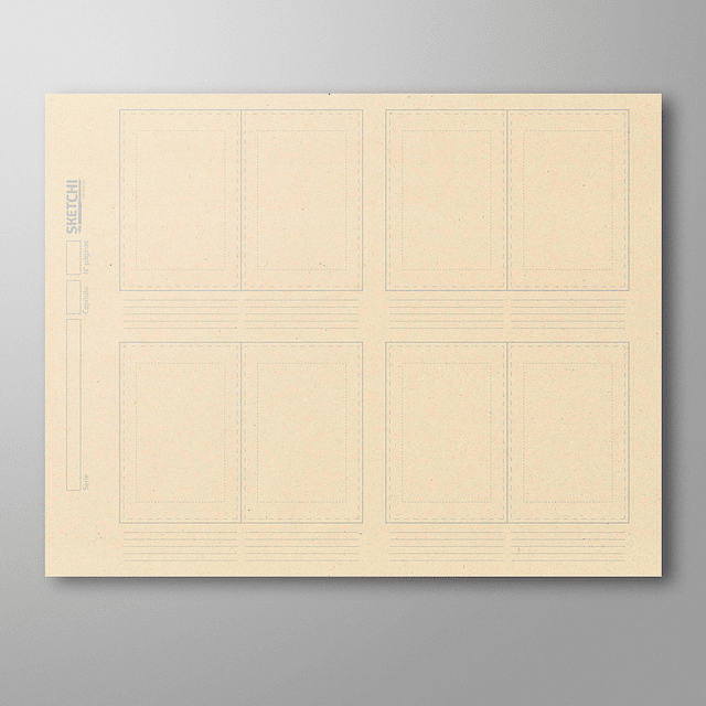 Plantillas storyboard 8 “páginas” enfrentadas x 50 hojas. 400 grillas