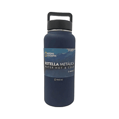 Botella Agua Termica Acero Inox. Azul Marino 960ML