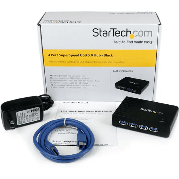 StarTech.com Adaptador Concentrador Hub Ladron USB 3.0 Super Speed 4 Puertos Sal 4