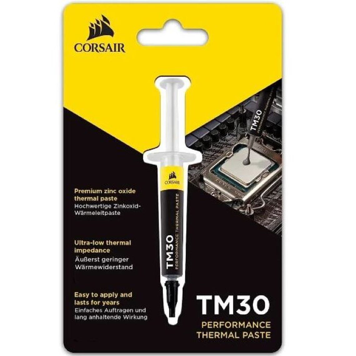Pasta Térmica - Corsair - TM30 - 3 g - Conductividad Térmica 3.8 W/mK - Gris (CT-9010001-WW) 1