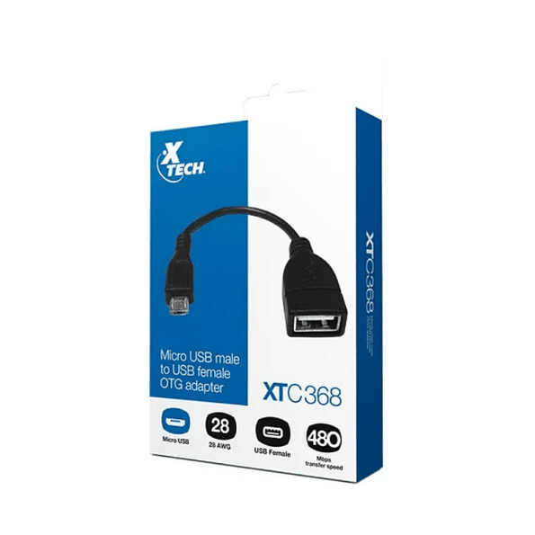 Adaptador XTECH, micro-USB macho a USB-A hembra 1