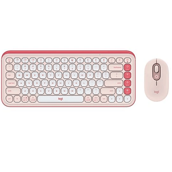 Kit Teclado y Mouse Inalámbricos Logitech POP Icon Combo - Rosado y Blanco - Español 1