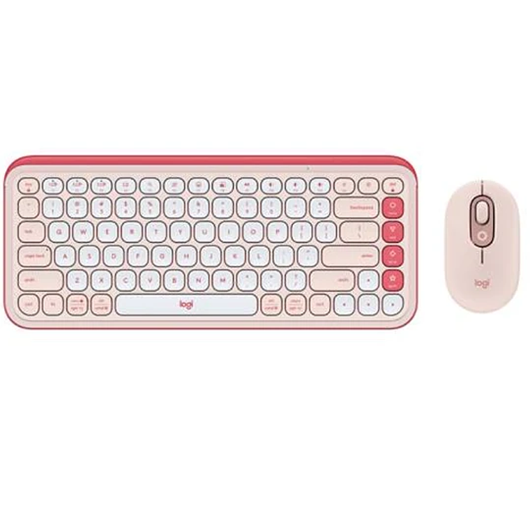 Kit Teclado y Mouse Inalámbricos Logitech POP Icon Combo - Rosado y Blanco - Español 1