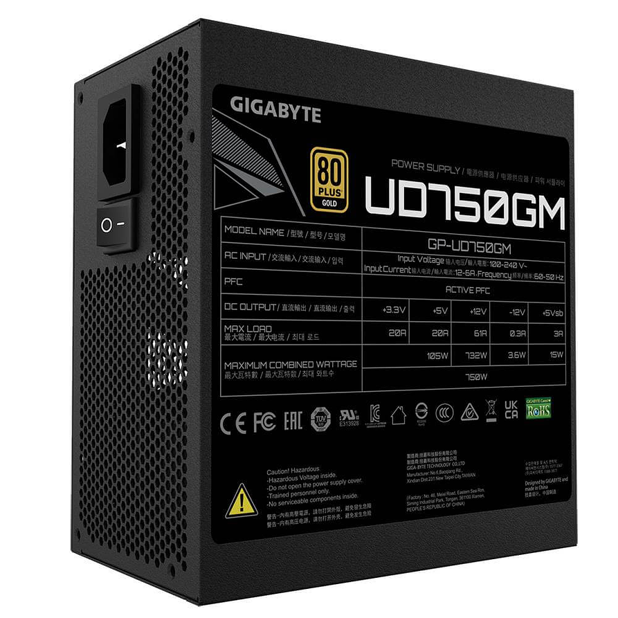 Fuente de Poder Gigabyte GP-UD750GM 750W 80 Plus Gold ATX 3