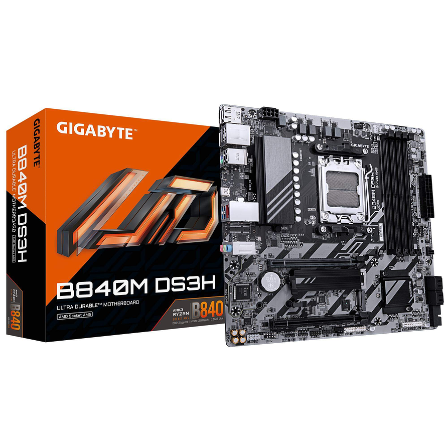 Placa Madre Gigabyte B840M DS3H AM5 DDR5 8200MHz mATX PCIe 4.0 1