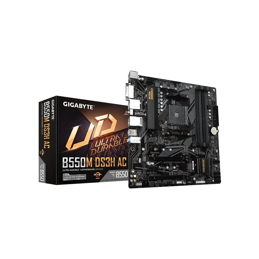 Placa Madre Gigabyte B550M DS3H AC AM4 DDR4 M.2 WiFi mATX 1