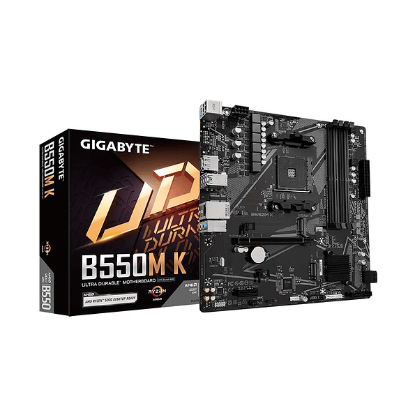 Placa Madre Gigabyte B550M K AMD AM4 PCIe 4.0 Micro-ATX DDR4 M.2 HDMI 1