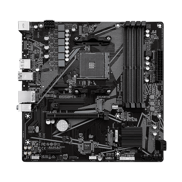 Placa Madre Gigabyte B550M K AMD AM4 PCIe 4.0 Micro-ATX DDR4 M.2 HDMI 2