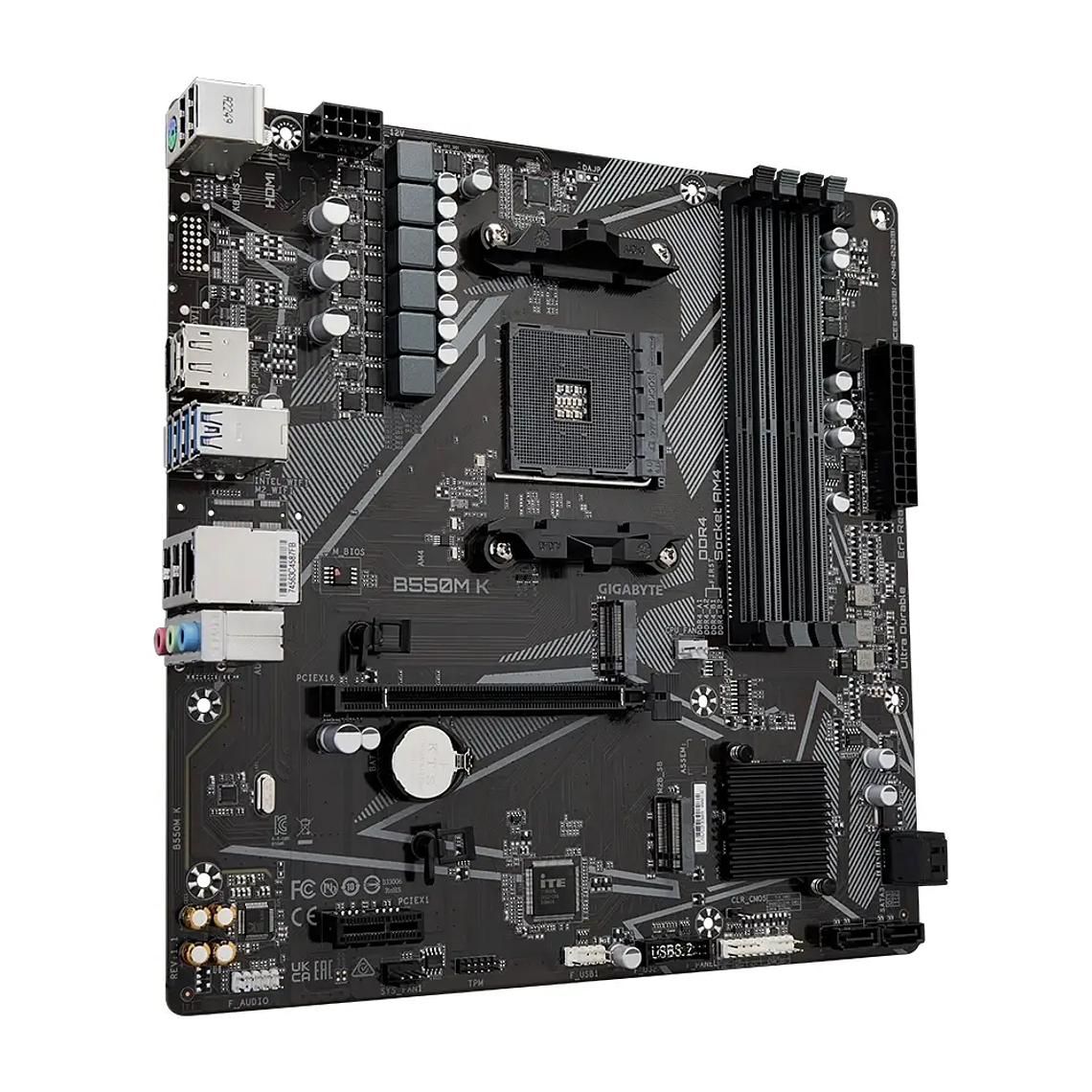 Placa Madre Gigabyte B550M K AMD AM4 PCIe 4.0 Micro-ATX DDR4 M.2 HDMI 3