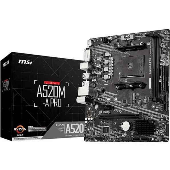 Placa Madre MSI A520M-A PRO | Socket AM4, DDR4, M.2, Micro-ATX 1