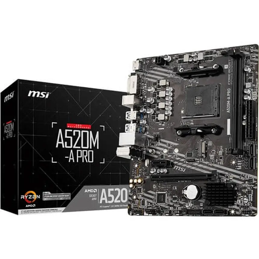 Placa Madre MSI A520M-A PRO | Socket AM4, DDR4, M.2, Micro-ATX 1