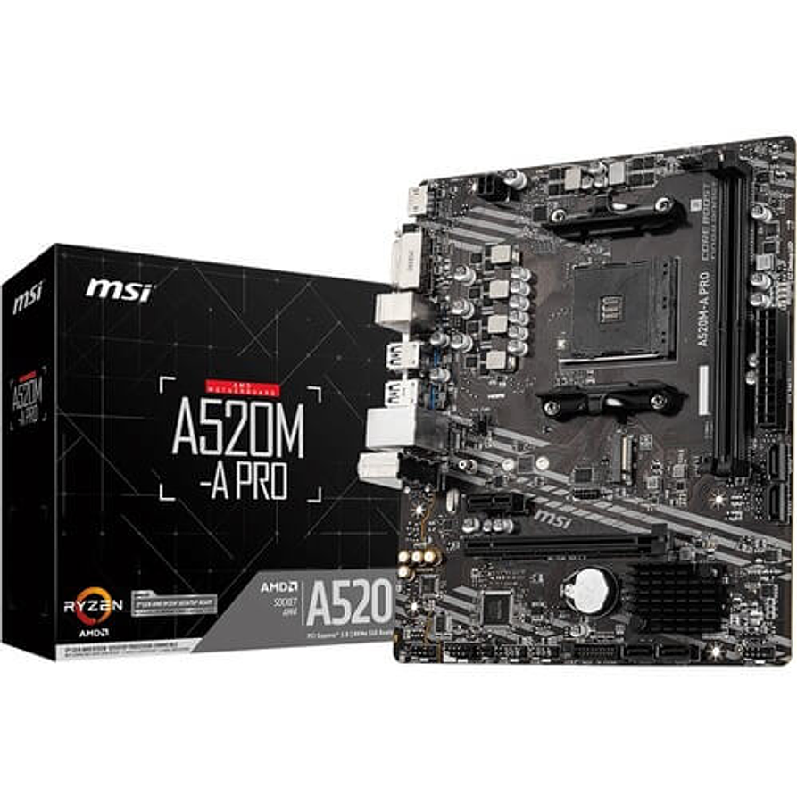 Placa Madre MSI A520M-A PRO | Socket AM4, DDR4, M.2, Micro-ATX 1