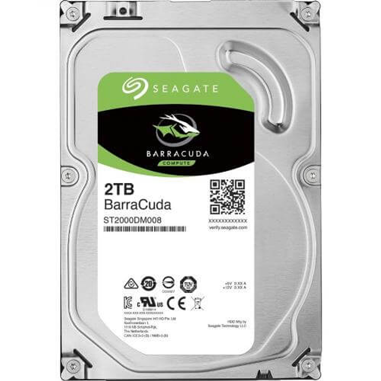 Disco Duro Seagate BarraCuda 2TB 7200RPM SATA 3.5” con 256MB de Caché 2