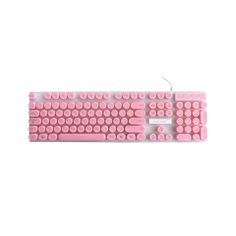 Kit Gamer Rosado LvlUp LU745 con Teclado, Mouse y Audífonos LED USB 2