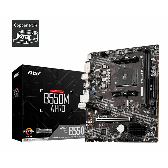 Placa Madre MSI B550M-A PRO | AMD AM4, PCIe 4.0, DDR4 4600MHz 1