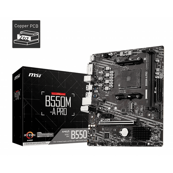 Placa Madre MSI B550M-A PRO | AMD AM4, PCIe 4.0, DDR4 4600MHz 1