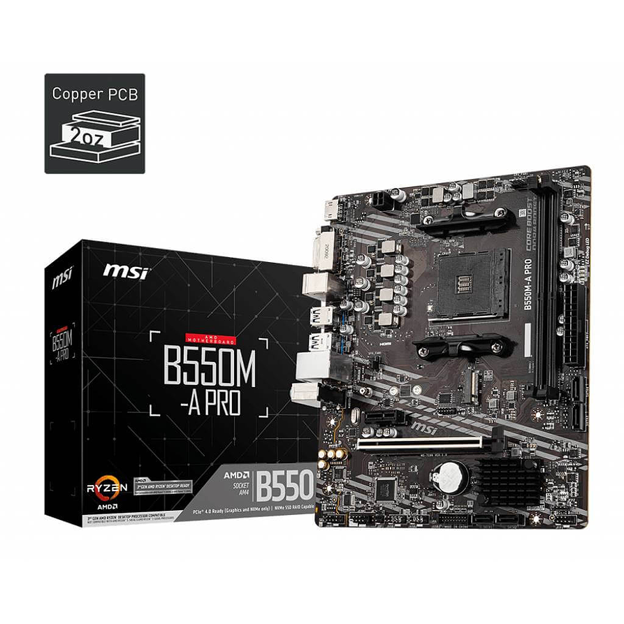 Placa Madre MSI B550M-A PRO | AMD AM4, PCIe 4.0, DDR4 4600MHz 1