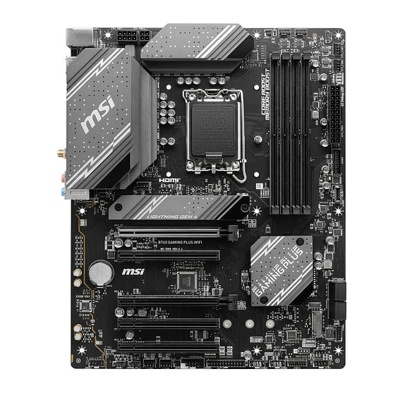 MSI B760 GAMING PLUS WIFI DDR5 | Wi-Fi 6E, PCIe 4.0, DDR5 6800+MHz, Intel 14ª/13ª/12ª Gen 2