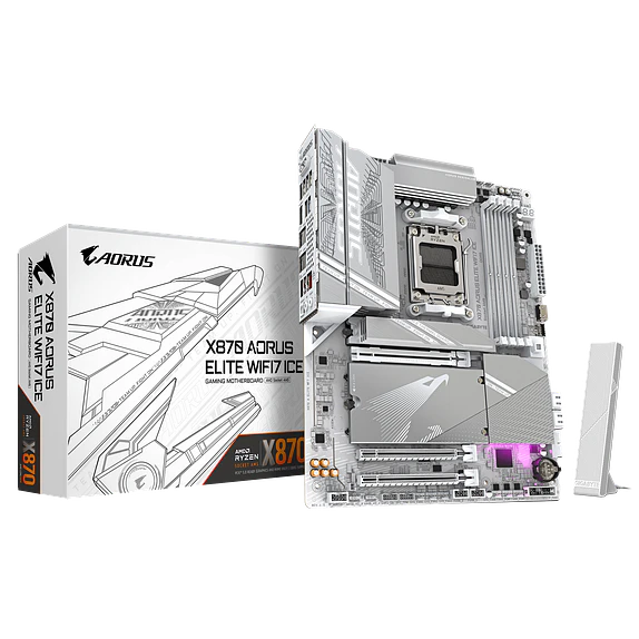 Placa Madre Gigabyte X870 AORUS ELITE WIFI7 ICE – DDR5, Wi-Fi 7, AM5, PCIe 5.0 1