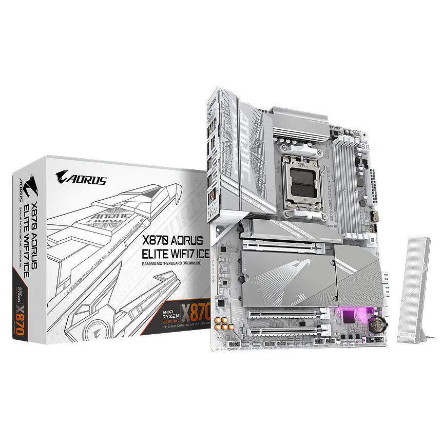 Placa Madre Gigabyte X870 AORUS ELITE WIFI7 ICE – DDR5, Wi-Fi 7, AM5, PCIe 5.0 1