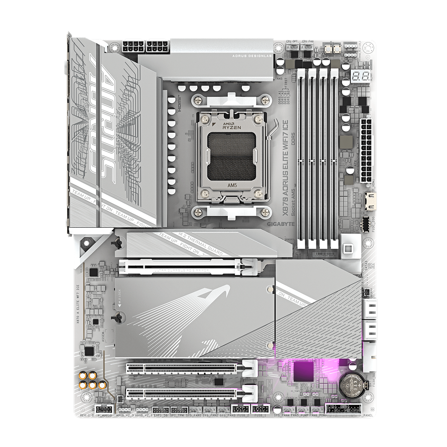 Placa Madre Gigabyte X870 AORUS ELITE WIFI7 ICE – DDR5, Wi-Fi 7, AM5, PCIe 5.0 2