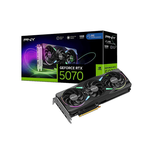 Tarjeta de Video PNY GeForce RTX 5070 12GB GDDR7 RGB Overclocked Triple Fan 1