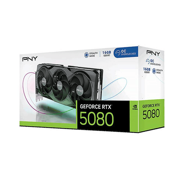 Tarjeta Gráfica PNY GeForce RTX 5080 Overclocked 16GB GDDR7 Triple Fan RGB 1