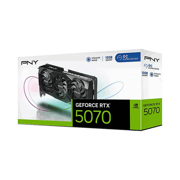 Tarjeta de Video PNY GeForce RTX 5070 12GB GDDR7 Triple Fan Overclocked 1