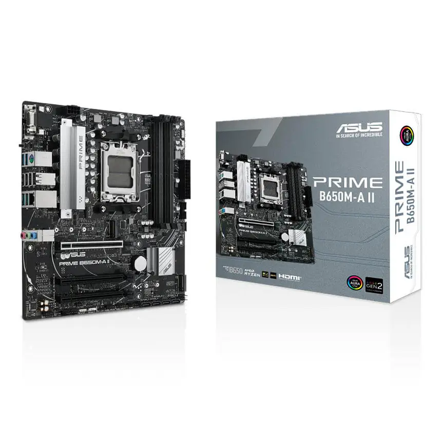 Placa Madre ASUS Prime B650M-A II AM5 DDR5 Micro-ATX RGB 2xM.2 HDMI DP VGA 1