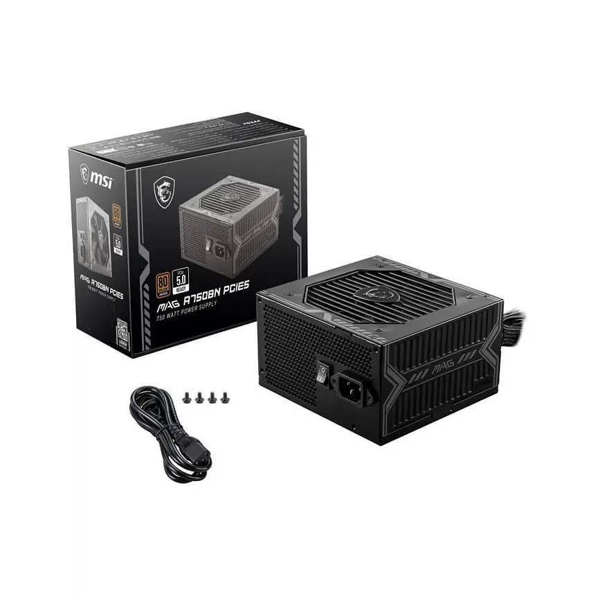 MSI MAG A750BN PCIE5 750W 80 Plus Bronze – Fuente de Poder ATX 1