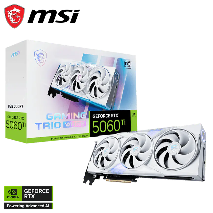 MSI GeForce RTX 5060 Ti GAMING TRIO OC White 8GB GDDR7 (28 Gbps) 1